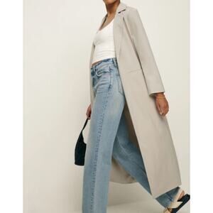 Reformation Women's Anderson Coat Long Collared Natural Beige Small NEW Wool